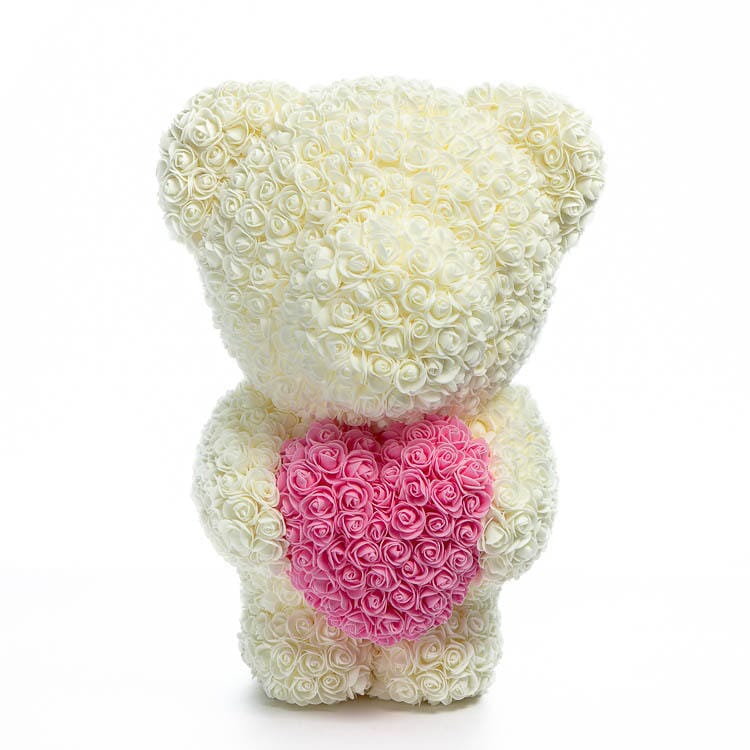PE Simulation Immortal Rose Bear Love Heart Gift gift null Milky White Pink 25cm 
