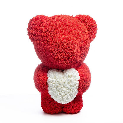 PE Simulation Immortal Rose Bear Love Heart Gift gift null Red White Heart 25cm 