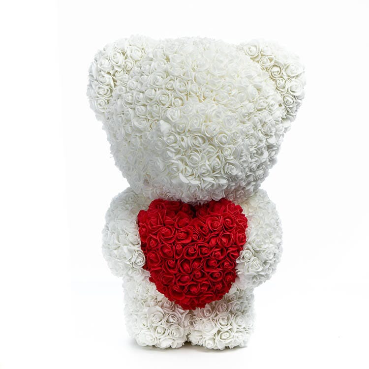 PE Simulation Immortal Rose Bear Love Heart Gift gift null White Red 25cm 